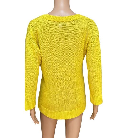 Lauren Ralph Lauren bright yellow loose knit sweater size L - Picture 3 of 6